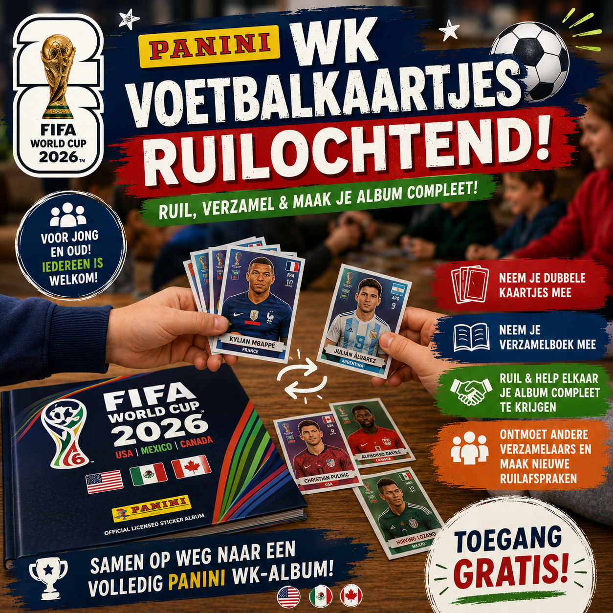 WK Panini kaartjes ruilen